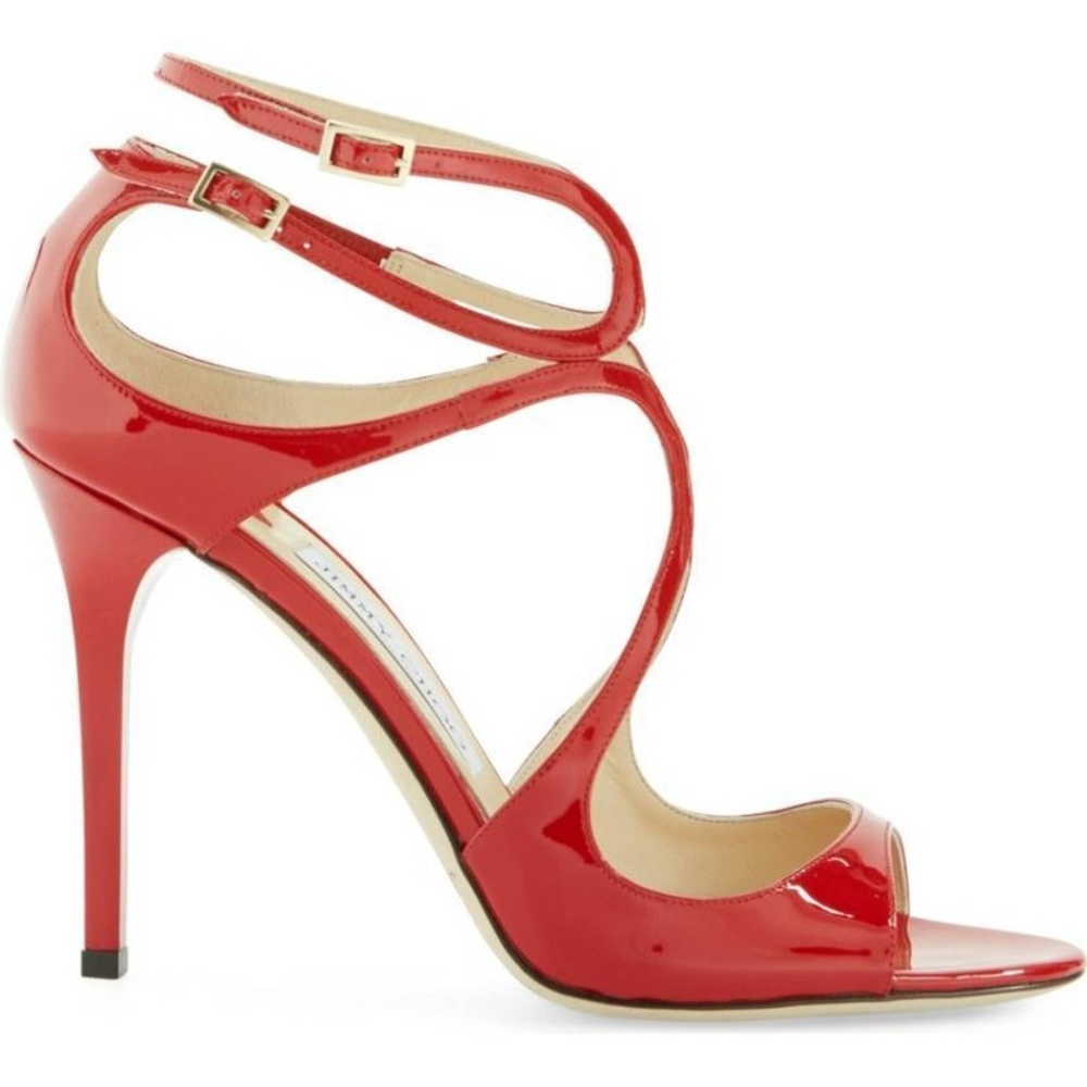 Jimmy Choo Red Patent Leather Lang Sandals